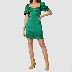 ADELYN RAE Buble Sleeve Satin Dress ~ NWT